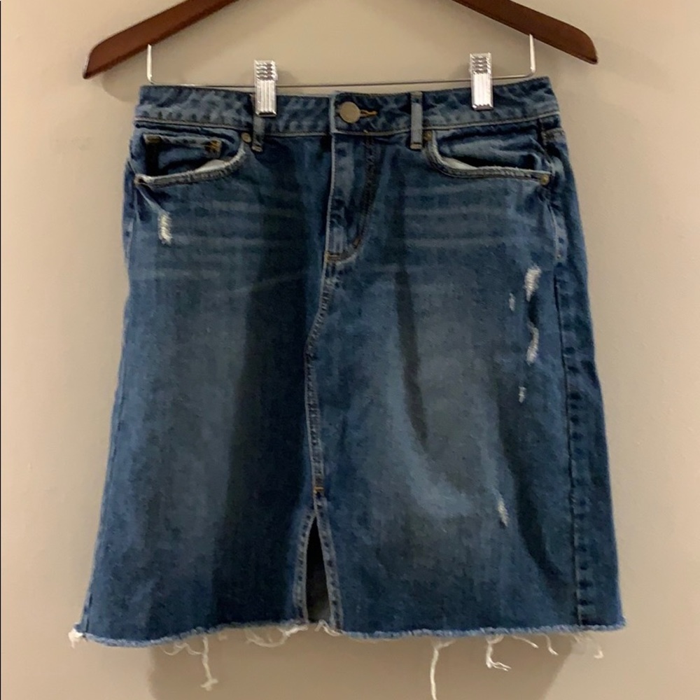 Ann Taylor Loft Denim Frayed Skirt 6
